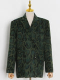 Green Leopard Graphic Loose Blazer