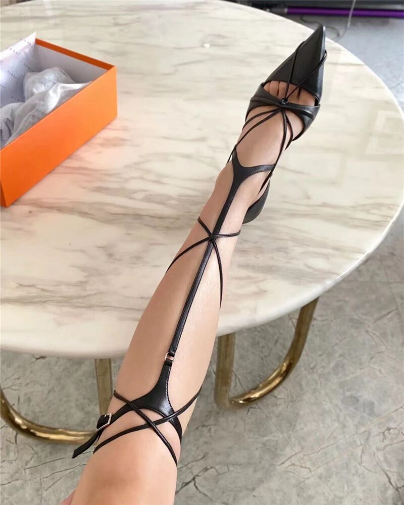 Pointed Toe Lace-up Pumps Stiletto
