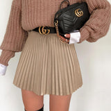 Pleated High Waist A-line Mini Skirt