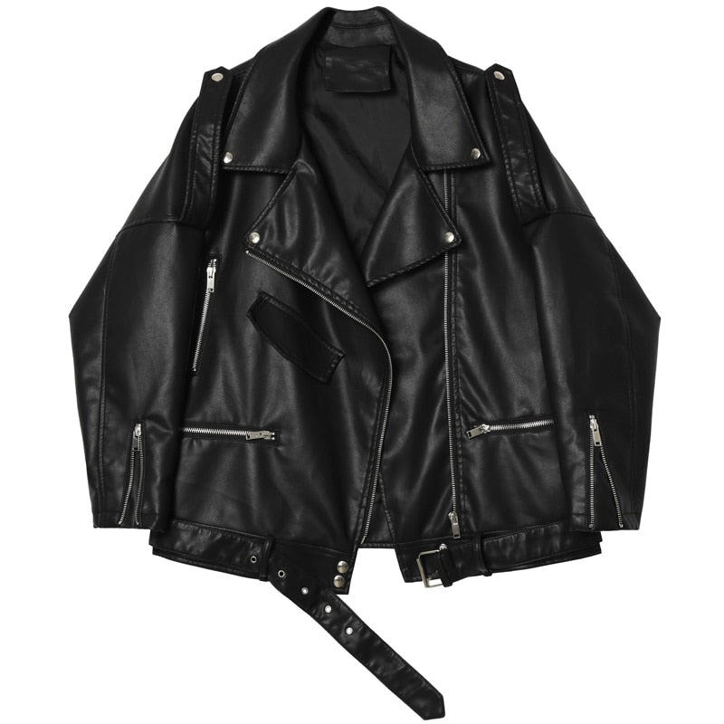 Women Faux Soft Leather Loose Jacket