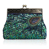 Peacock Style Sequin Evening Clutch