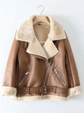 Thick Faux Leather Fur Jacket