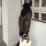 PU Leather Vintage Brown Jacket