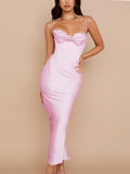 Satin Strap Corset Maxi Dress