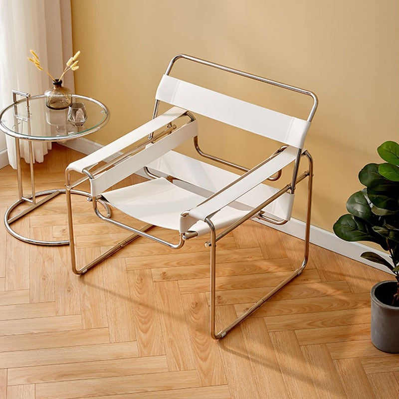 Single Sofa Chair with Stainless Steel Frame and Leather Seat 2023