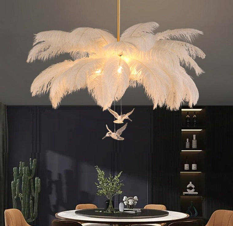 LED Ostrich Bird Feather Chandelier For Living Room