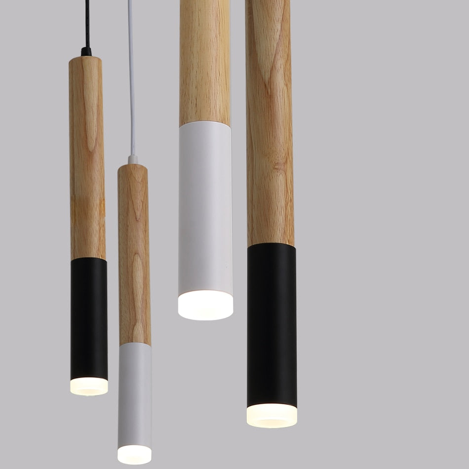 Nordic Style Wood LED Pendant Light for Dining and Living Rooms