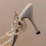Pearl Bow Strap Heels