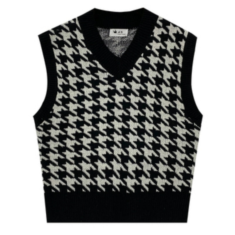 Houndstooth Knitted Ladies Sweater