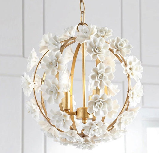 Royal Empire Ball Big Led White Flower Chandelier Lustres Lights 