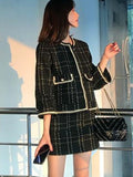 Woolen Tweed Jacket & Mini Skirt Set