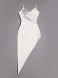 Diamond Asymmetrical V-Neck Midi Dress
