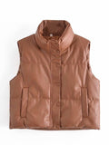 Leather Cotton Pocket Padded Waistcoat