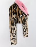 Leopard Cropped Faux Mink Fur Blazer