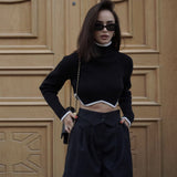 Turtleneck Knitted Cropped Pullover