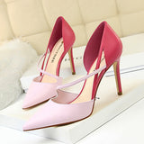 Shoe Pointed Mixed Colors A- line with Thin Heeled Shoes