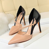 Shoe Pointed Mixed Colors A- line with Thin Heeled Shoes