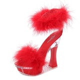 Thick High Heels Feather Buckles shoes