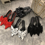 Shoes Pointed Polka Dot Bow Stiletto Slippers