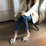 Shoes Pointed Polka Dot Bow Stiletto Slippers