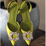 Shoes Pointed Toe Rhinestone High Heels Pumps Sandals