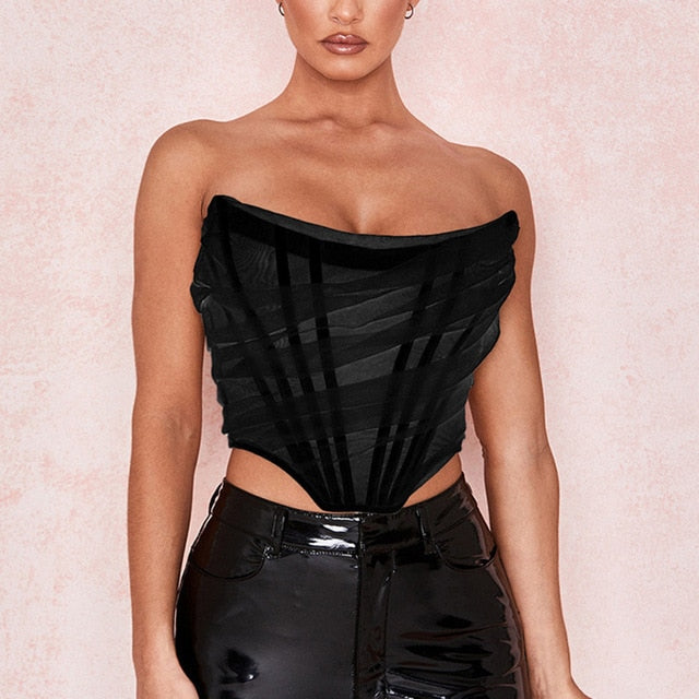 Strapless Structured Solid Color Corset Top