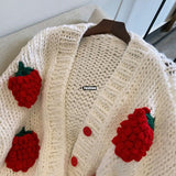 Thick Knitted 3D Strawberry Sweater