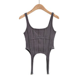 Knitted ribbed pothook Tank Top
